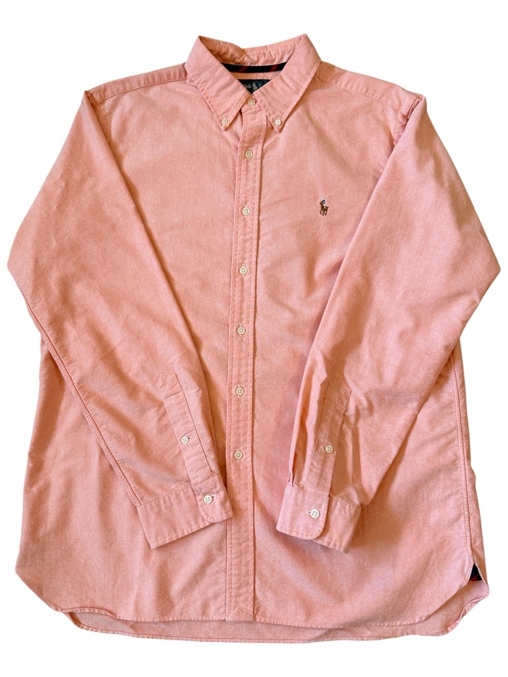 Vintage 90s Ralph Lauren Classic Fit Oxford Shirt Large Tangerine Orange Pony